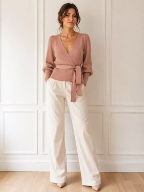 Ulla Johnson Lyra Wrap Sweater Alpaca Silk Balloon Sleeve Ballet Wrap Petite